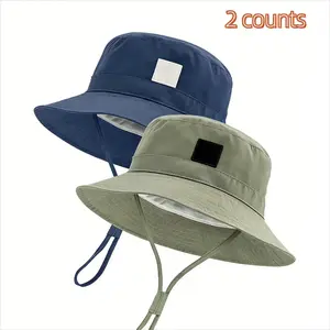 2-Pack Toddler Sun Hat Smiley Face Bucket Hat for Boys & Girls, UPF 50+ UV Protection Fisherman Cap, Cute Cartoon Summer Beach Outdoor Sun Protection Hat for Travel, Park & Vacation