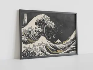 The Black Wave Of Kanagawa Art Poster, Japanese Wall Decor, Timeless Black & White Kanagawa Print