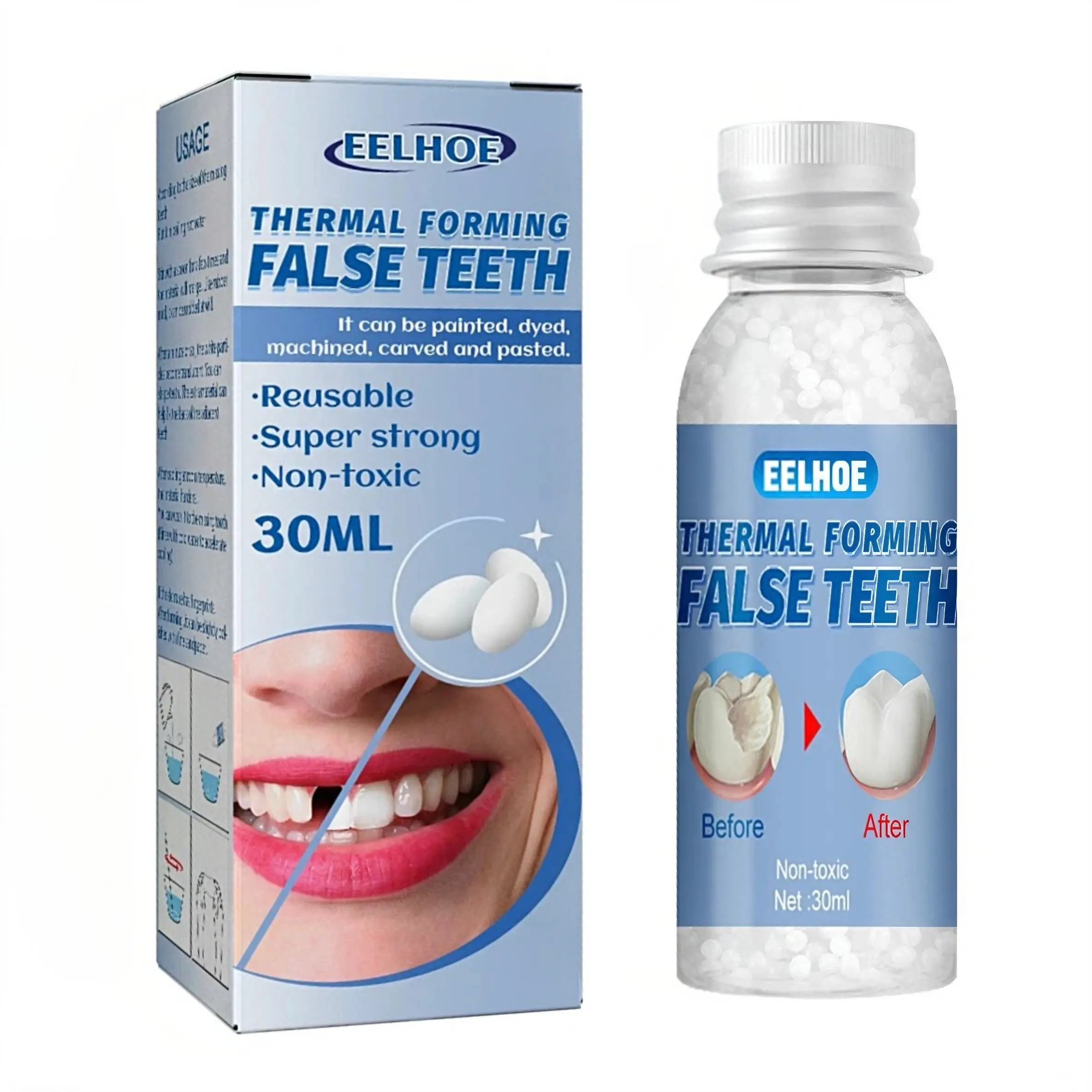 ShAPEABLE Denture Pellets, Moldable False Teeth, Shapeable Teeth Cover, Cover, Solution for Borken/Lossing Teeth, Temporary Teeth Cavities Fillings Denture filler
