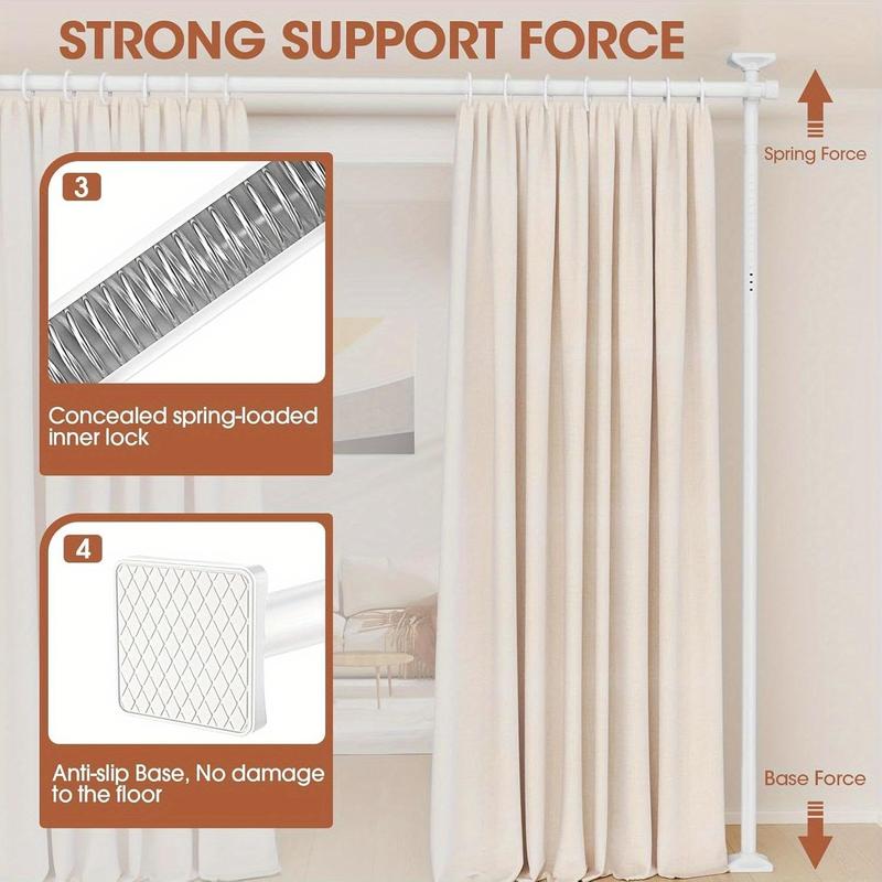 Adjustable Bedroom Partition Rod - Heavy-Duty Room Divider Curtain Rod for 4-10 Ft High and 28-70 in Wide Spaces - No Drill Freestanding Separator Freestanding Tension Curtain Stand(Curtains are not included) Adjustable Bedroom Partition Rod - Heavy-Duty Room Divider Curtain Rod for 4-10 Ft High and 28-70 in Wide Spaces - No Drill Freestanding Separator Freestanding Tension Curtain Stand(Curtains are not included)