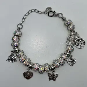 Rhinestone beaded charm bracelet