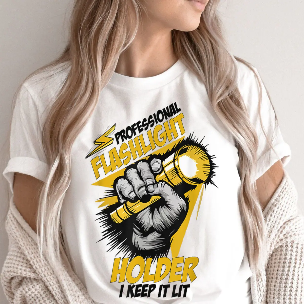 Professional Flashlight Holder I Keep It Lit Funny Quote T-Shirt