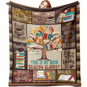 1pc Gifts for book lovers: Flannel blankets, Throw Blanket, perfect for readers, bookworms, book club members, graduation day gifts, unisex reading blankets, and suitable gifts for librarians and teachers.