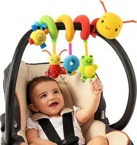 Spiral Car Seat & Stroller Activity Toy - Baby Sensory Toys Soft Hanging Toys for Babies 0-12 Months Boys Girls Carseat Crib Stroller, with Ringing Bell, Music