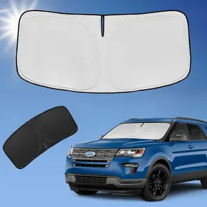 Upgraded 2025 Titanium Silver Car Sunshade - 2-Layer Reflective Foldable Windshield Protector, Heat Blocking & Heat Resistant Dashboard Cover