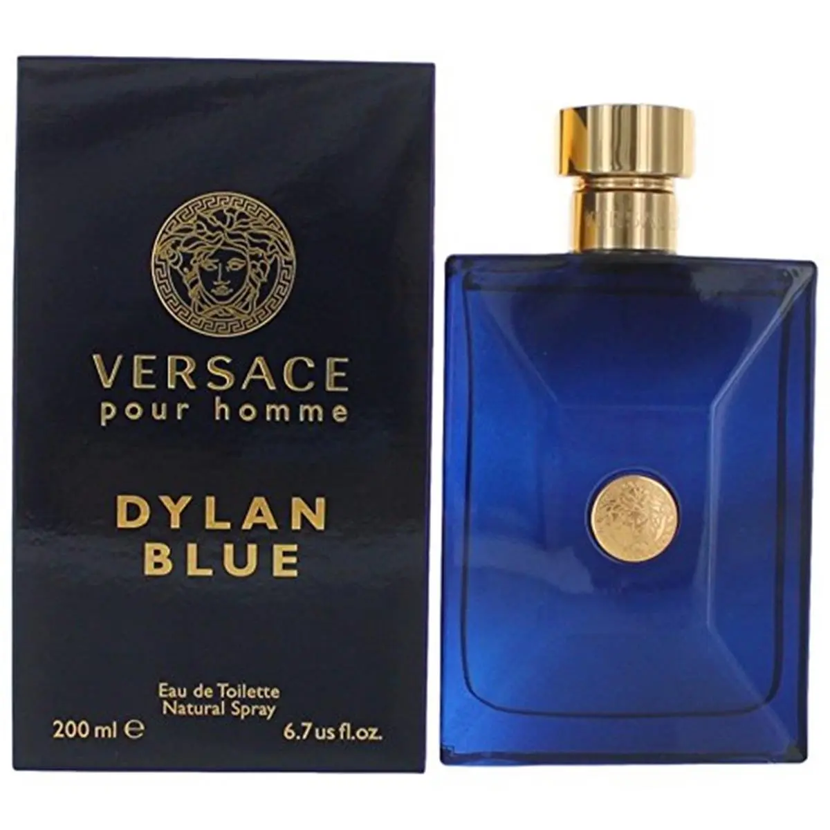 VERSACE Dylan Blue Pour Homme Eau de Toilette, A Classic Masculine Cologne and Fragrance, Large Bottle, 6.7 Oz, Natural