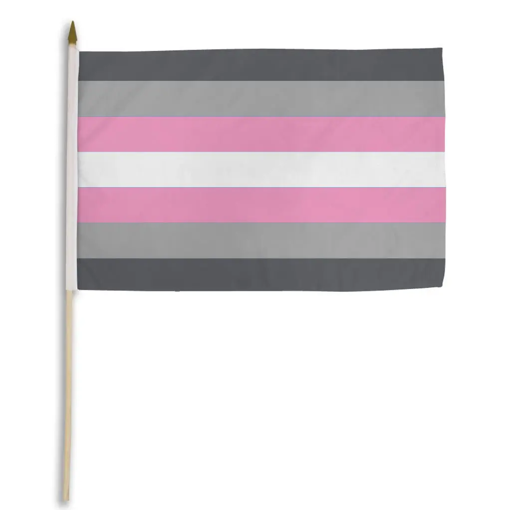 Flags Importer Demigirl 12x18in Stick Flag - Wooden-Plastic Construction, Bright Plastic Print, Home Decor & Parade Backdrop Supply