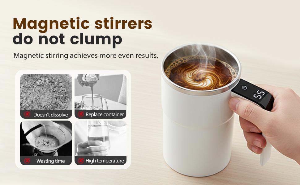 Rechargeable Automatic Magnetic Stirring Coffee Mug with Temperature Display, Multifunctional Self-Stirring Mug for Office Workers, Perfect for Home, Office, Business and Travel (Black) cup travel mug hydr jug clear design everyday hydration