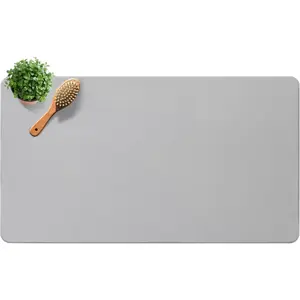 Large Diatomite Stone Bath Mat,  Non-Slip  Diatomaceous Earth Bathtub Quick Drying Mats for Bathroom Floor (30" x 17" Light Gray)
