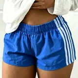 【Black Friday】Sexy Plaid Side Striped Casual Women's Gym Shorts, casual sport shorts, Summer Loose Elastic Waist Fitted Home Wear, Fashion Streetwear Short Pants, Lightweight Summer Shorts, Casual Sports Shorts