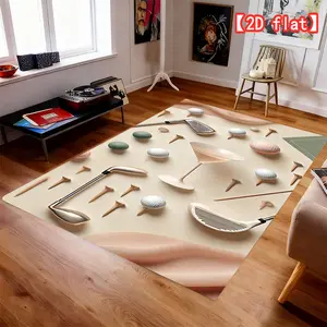 2D fiat Golf and Cocktail Scene Carpet, Universal Carpet Bathroom Carpet Living Room Carpet Bedroom Carpet Indoor Door Mat Machine Washable Entrance Door Carpet Flannel