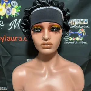 Black Rhinestone Band Hair Bonnet