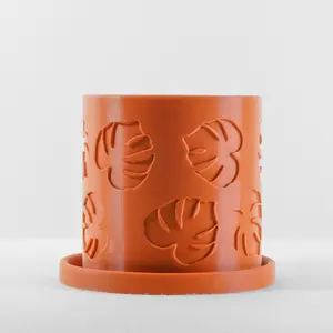 Monstera Leaf Planter with Drainage and Drip Tray, Multiple Sizes and Colors