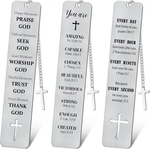 3 count Metal Bookmark Bulk Christian Gifts, First Communion Gifts for Women Men Girls Boys,  Bookmarks with Cross Tassel, Religious Bookmark Faith Gifts Easter Basket Fillers (Cross)