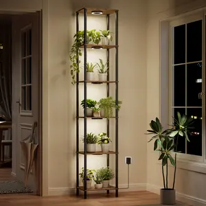 Bstrip 81.3" Extra Tall Plant Stand with Grow Lights, 6-Tier Floor-to-Ceiling Shelf with Full Spectrum LED
