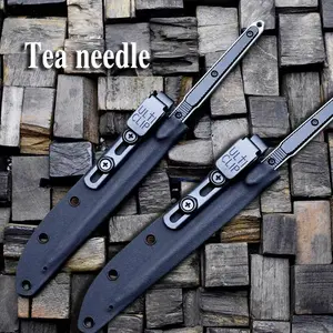 High-end 440C stainless steel tea needle, matcha tea prying tool, aviation aluminum alloy handle, equipped with a nylon K-sheath, suitable for tea ceremonies, the best gift for Christmas, Valentine's Day, and Father's Day.