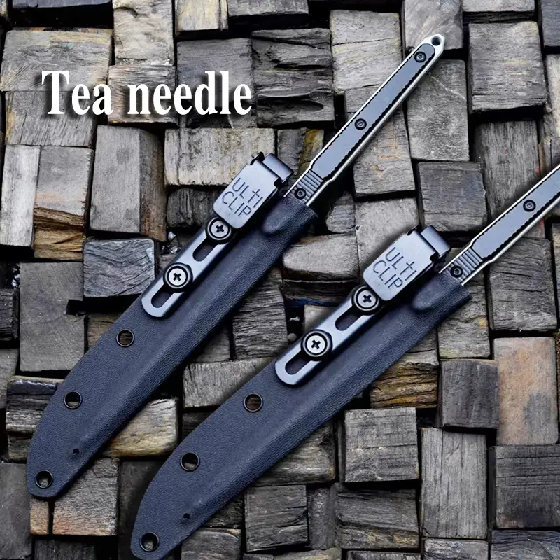High-end 440C stainless steel tea needle, matcha tea prying tool, aviation aluminum alloy handle, equipped with a nylon K-sheath, suitable for tea ceremonies, the best gift for Christmas, Valentine's Day, and Father's Day.
