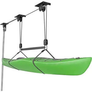 2025 Kayak Hoist for Ceiling, Kayak Pulley System, Hold Up to 150 lbs Capacity, Canoe System, Fit 10-14 Foot Ceilings, Black