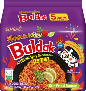 SAMYANG Buldak HABANERO LIME RAMEN 5-pack Spicy Chicken Flavor with Cilantro & Lime KMF Halal Certified