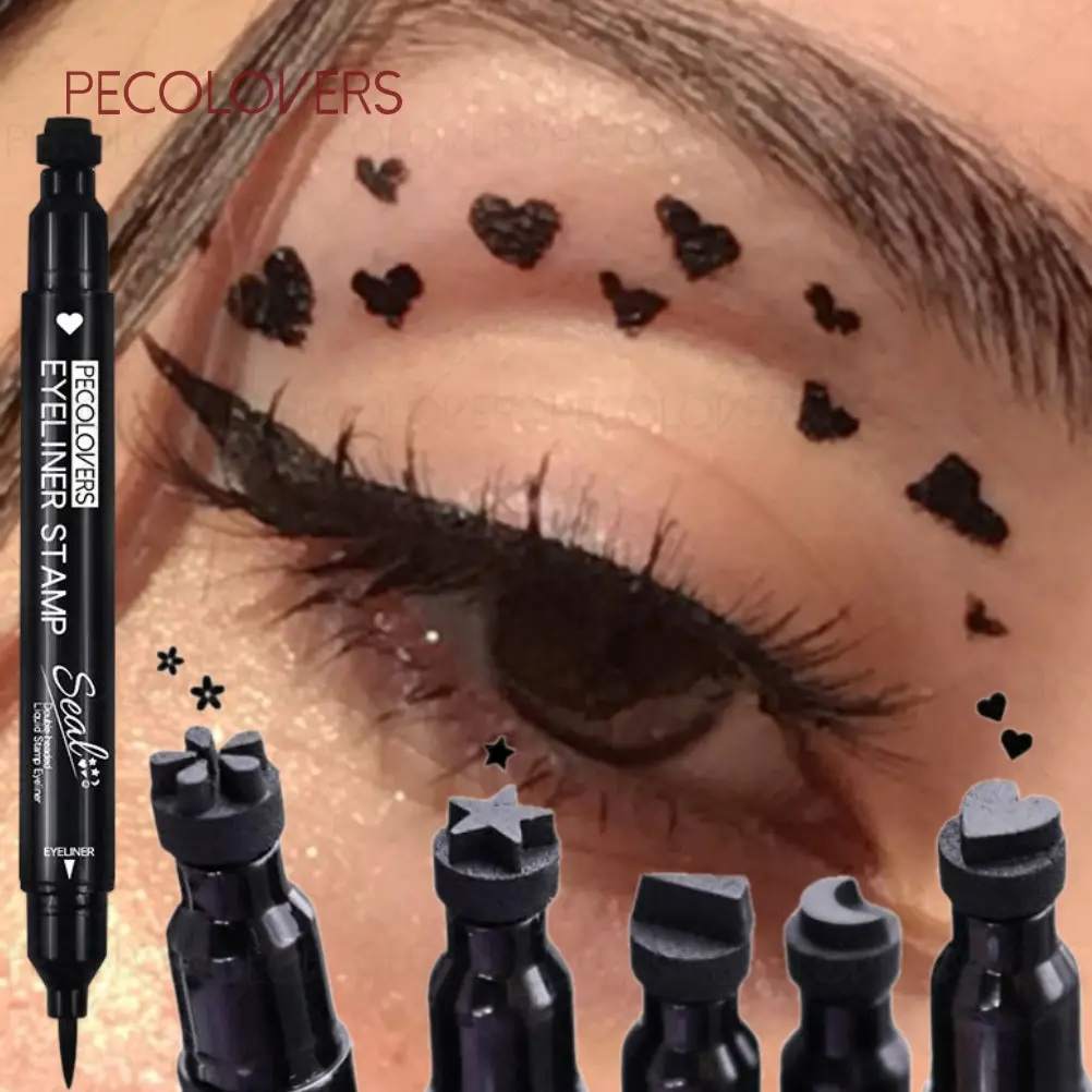 1PC Waterproof and Smudge-proof Double-ended Liquid Eyeliner Cosmetic - Quick-drying, Contains Patterns, Beauty Eye Makeup, Matte Finish, Perfect for Daily Looks, Smudge No Budge