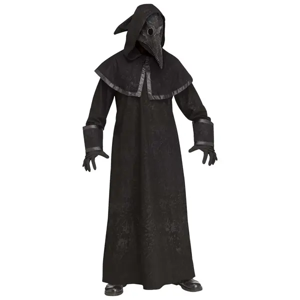 HalloweenCostumes Men's Black Plague Doctor Costume, Menswear Clothes with Hoodie, Robe, Pullover for Special Occasions