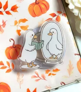 Cute Reading Goose MagSafe Phone Grip – Funny Duck Mirror Magnetic Pop Socket Kickstand for iPhone, Book Lover Gift