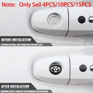 4/10/15Pcs Epoxy resin Car Door Lock Keyhole Protection Sticker Emblem Decoration Decals Auto Accessories For Toyota Corolla C-hr RAV4 Yaris Vios Hilux Prius Highlander Alphard Land Cruiser Auris Avensis Camry Car Styling