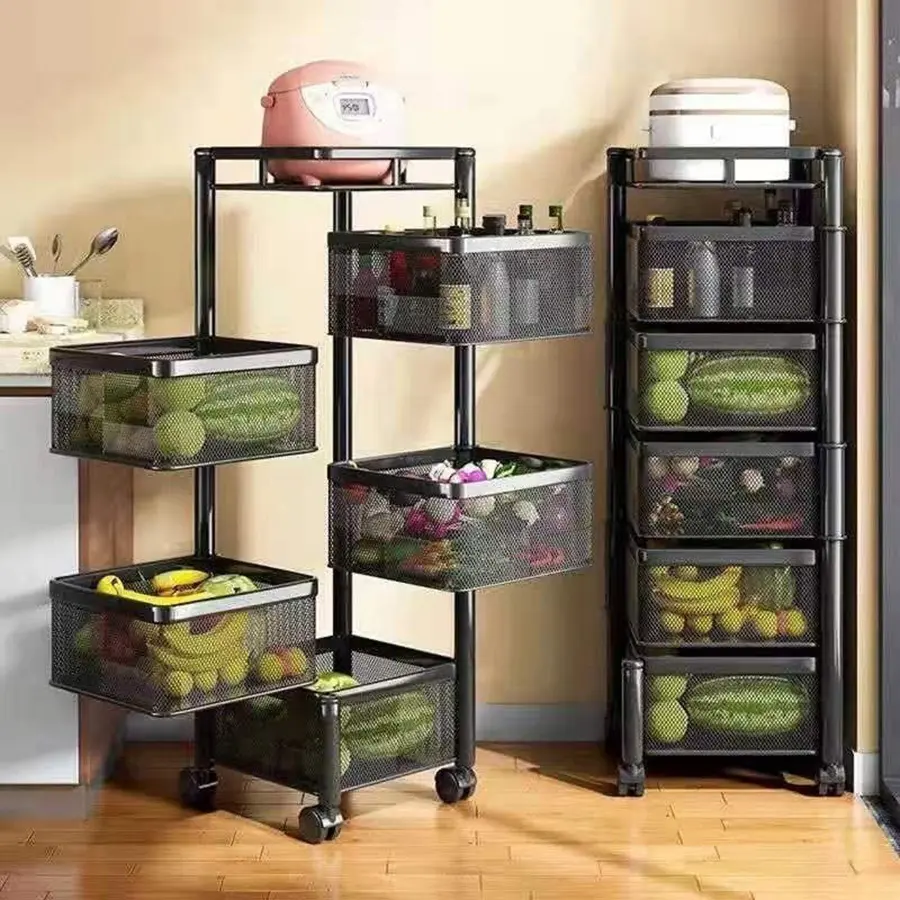 Multi-Tier Storage Cart with Mesh Baskets for Kitchen Organization and Food Storage box fashionable storage shelf duty heavy