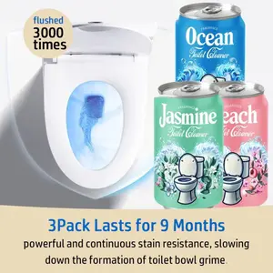 (Don’t Drink! )Beverage Can Toilet Bowl Cleaner – Septic Safe Toilet Tablets in Bottle, 3 Scents (Ocean, Jasmine, Peach), Automatic Long-Lasting Toilet Cleaner, Powerful Stain Remover & Deodorizer