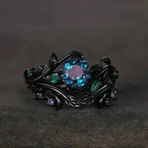 2pcs Retro Gothic Black Rings for Women,Perfect for Daily Wear & Festivals,Valentine’s,Anniversary Gifts (No Box)