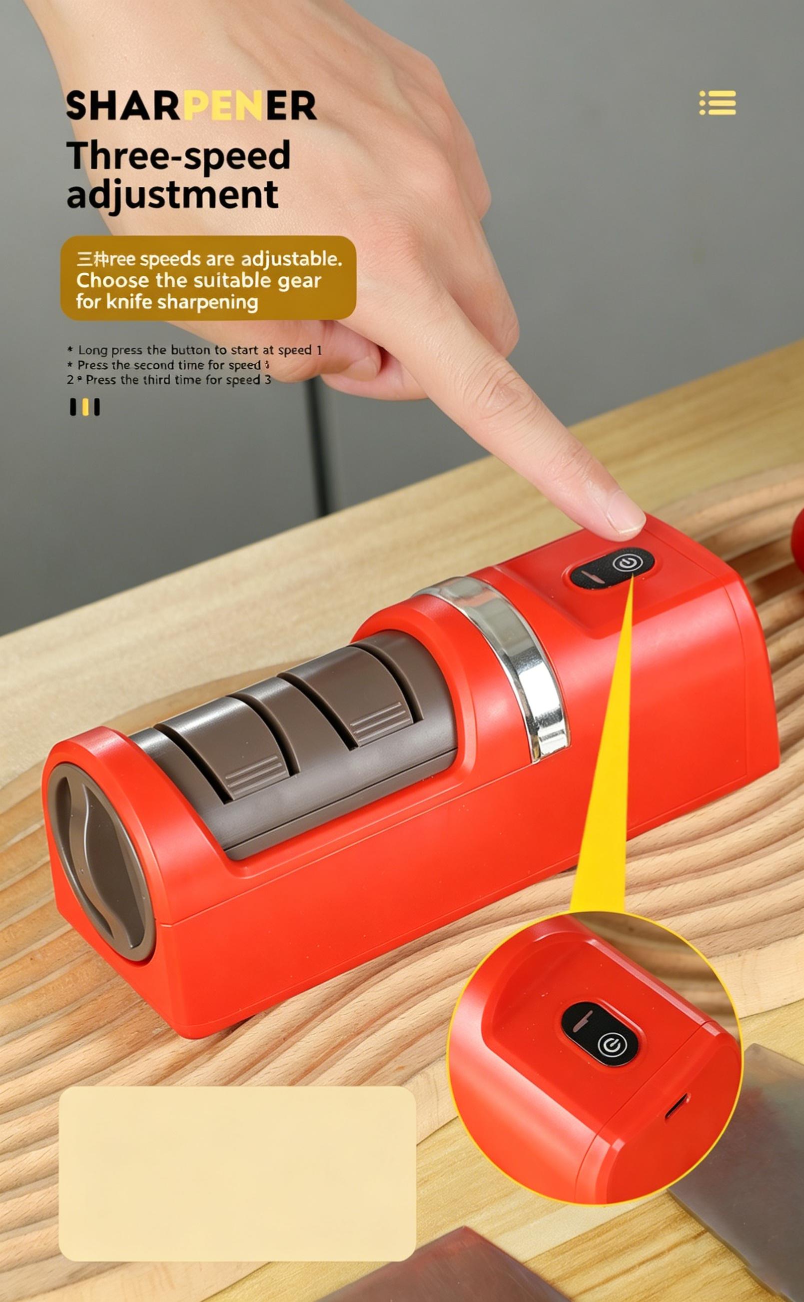 2026 Must-Have Kitchen Gadget! Electric Knife Sharpener, Coarse & Fine 2-Stage Automatic Sharpening Station, Easy Press for All Kitchen Knives