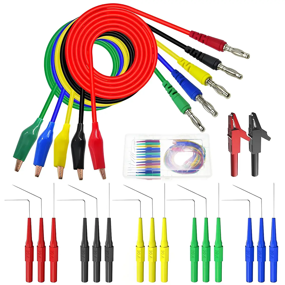 22Pcs Back Probe Kit 4mm Banana Plug Alligator Clip Kit with 3 Angles Back Probe Pins Durable Automotive Test Leads Set Wire Piercing Probes for Car R
