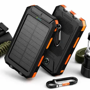 Multifunctional Solar Camping Flashlight, USB Charging Power Bank with Compass Function, Durable Indicator Light for Travel