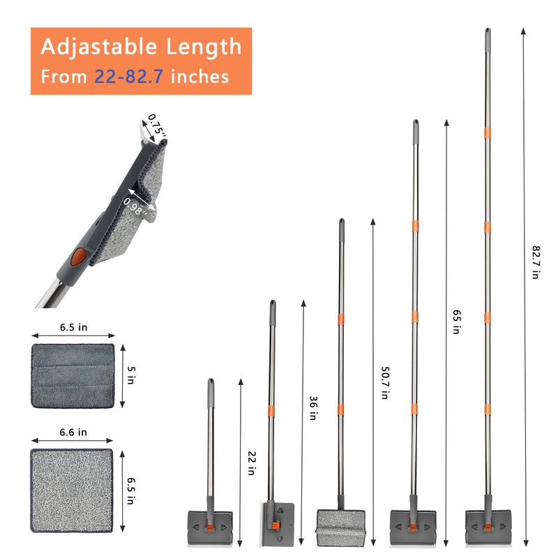【Black Friday】Baseboard Cleaner Tool With Long Handle Wall Cleaner Mop With Extendable Handle 6 Reusable Mop Pads Duster Cleaning Tools For Baseboard Floor Door Molding Skirting Board Ceiling Wall Window Tile Adjustable,Christmas Gift