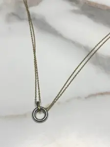 Interlocking Circle two tone double layer necklace