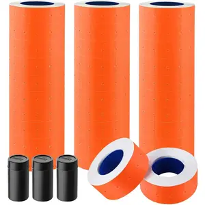 30 Rolls 15000pcs White Price Gun Labels for Mx-5500 Labeller White Pricemarker Stickers Plus 3 Piece Refill Ink Rolls (Orange)