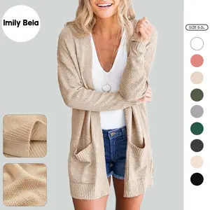 Imily Bela Women's Cardigan Sweaters Open Front Lightweight Long Sweater with Pockets