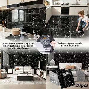20pcs Self-Adhesive Wall Decals, 2.38mm Thick, Easy Clean & Cut, Mould-Proof, Marble Wallpaper, Ideal for Living Room, Kitchen, Bedroom, Office Decor