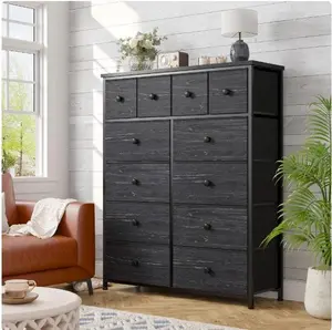 Raybee Furniture Indoor Cabinet Fabric Dresser with 12 Drawers, Wood Top & Metal Frame, Chests of Drawers for Closet, Living Room, Bedroom