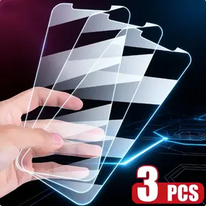3-Pack Ultra HD Tempered Glass Screen Protector for iPhone 17/16/15/14/13/12/11/17 Pro Max/17 Air/16 Pro Max/16e/15 Pro/14/13/12/11/Plus/Mini, 9H+ Hardness, Transparent, High Definition, Full Coverage, Bubble Free, Case Friendly Smartphone