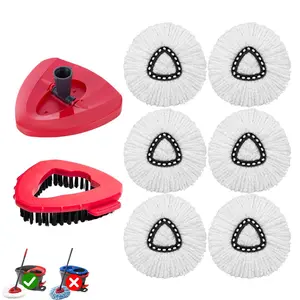 Mop Head Replacement, 3 Pack Spin Mop Refill Replace Head Compatible O Cedar Easywring 1-Tank System, Great Cleaning Power, Microfiber, Helper Housework, Machine Washable Easy-to-Replace, White, Mop Replacement Base Triangle- Superfine Fiber Rotating Mop