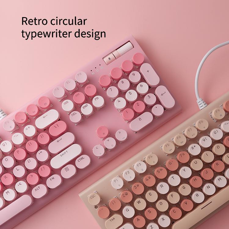 Cute Full Size Wired Keyboard for Girls, White Backlit Typewriter Keyboard with Volume Knob, Light Switch Button and Foldable Stands, Wired Keyboard with Number Pad for Computer PC Laptop