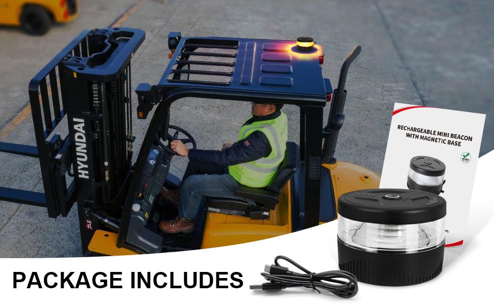 DIBMS Magnetic Wireless Beacon Light, USB-C Rechargeable LED Strobe Lights for Trucks, Mini Portable Flashing Emergency Safety Warning Light for Postal Car Tractor UTV Golf Cart IP67 Waterproof Amber cars accessories car stuff