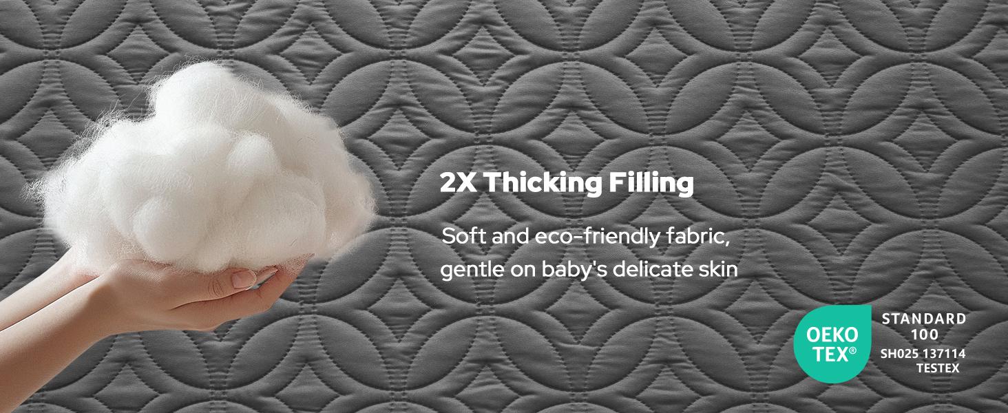 SpringGlowUp【BEDLORE】Luxury Waterproof Crib Mattress Protector – Ultra-Soft, Noiseless & Breathable Toddler Bed Cover. Quilted for comfort, this machine washable pad fits standard 52"x28" cribs—perfect for nursery, bedwetting, and overnight protection.