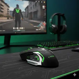 Professional Silent RGB Gaming Mouse with Ergonomic Grip & Wrist Rest. Optical Sensor, Anti-Slip Sweatproof Design, Plug & Play USB with Dust Cover. Ideal for Esports, Streaming, Office, Coding & Creative Work.