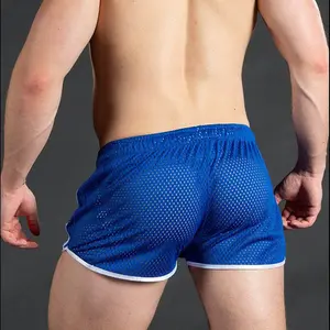 Sports shorts men's holes quick-drying breathable sexy beach fitness training outdoor casual three-point pants