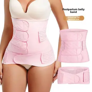 Postpartum Belly Band 4 Panel Waist Trainer for Women C Section Natural Birth Recovery Belt Breathable Tummy Control Corset Body Shaper Post Pregnancy Support Gift for New Moms