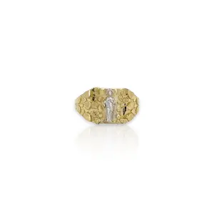 10K Yellow Gold Virgin Mary Guadalupe Two tone Ring - real yellow gold ring