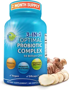 Probiotics with Digestive Enzymes and Prebiotic for Women and Men 3-in-1 Vegan Probiotic Prebiotic Multi Enzyme Complex for Gut Health Maximum Absorption Delayed Release Capsules for Bloating Relief Daily Immune Support and Digestive Wellness Formula