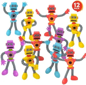 Bendable Robot Figures, Set of 12 Flexible Men, Stress Relief Fidget Toys, Piñata Fillers
